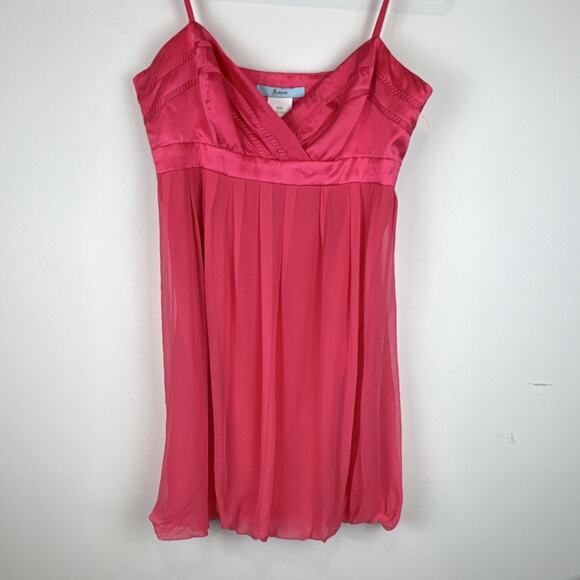 Marciano Dresses & Skirts - Marciano Pink Chiffon Bubble Babydoll Mini Sheer 100% silk Dress Sleeve Sz M NWT